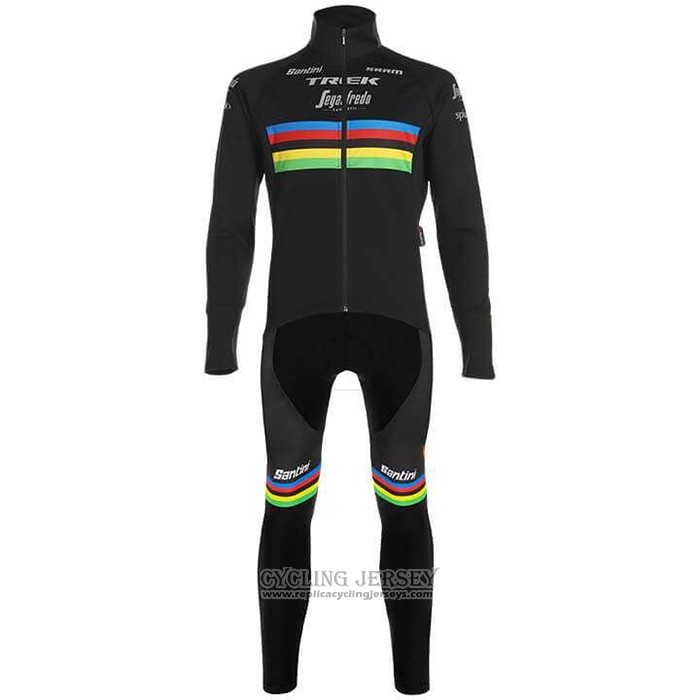 2020 Cycling Jersey UCI World Champion Trek Segafredo Black Long Sleeve And Bib Tight